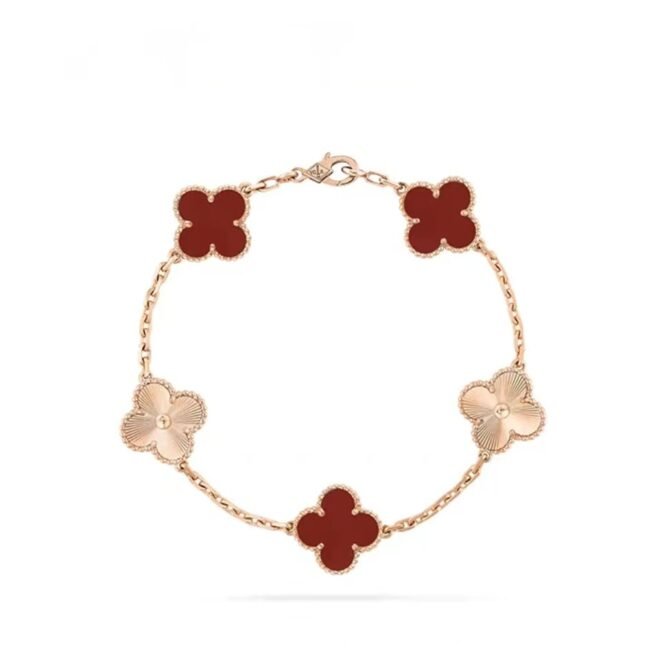 Four-Leaf  Bracelet-Red&Engraved