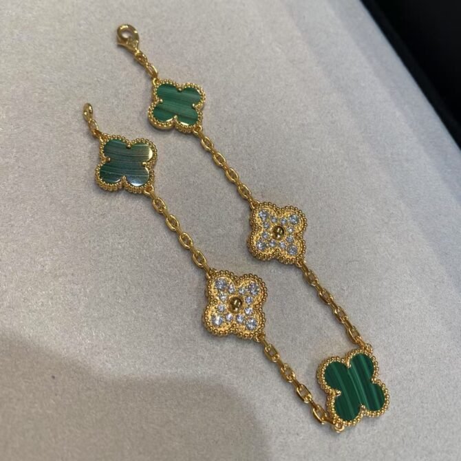 Four-Leaf  Bracelet-Green&Diamond